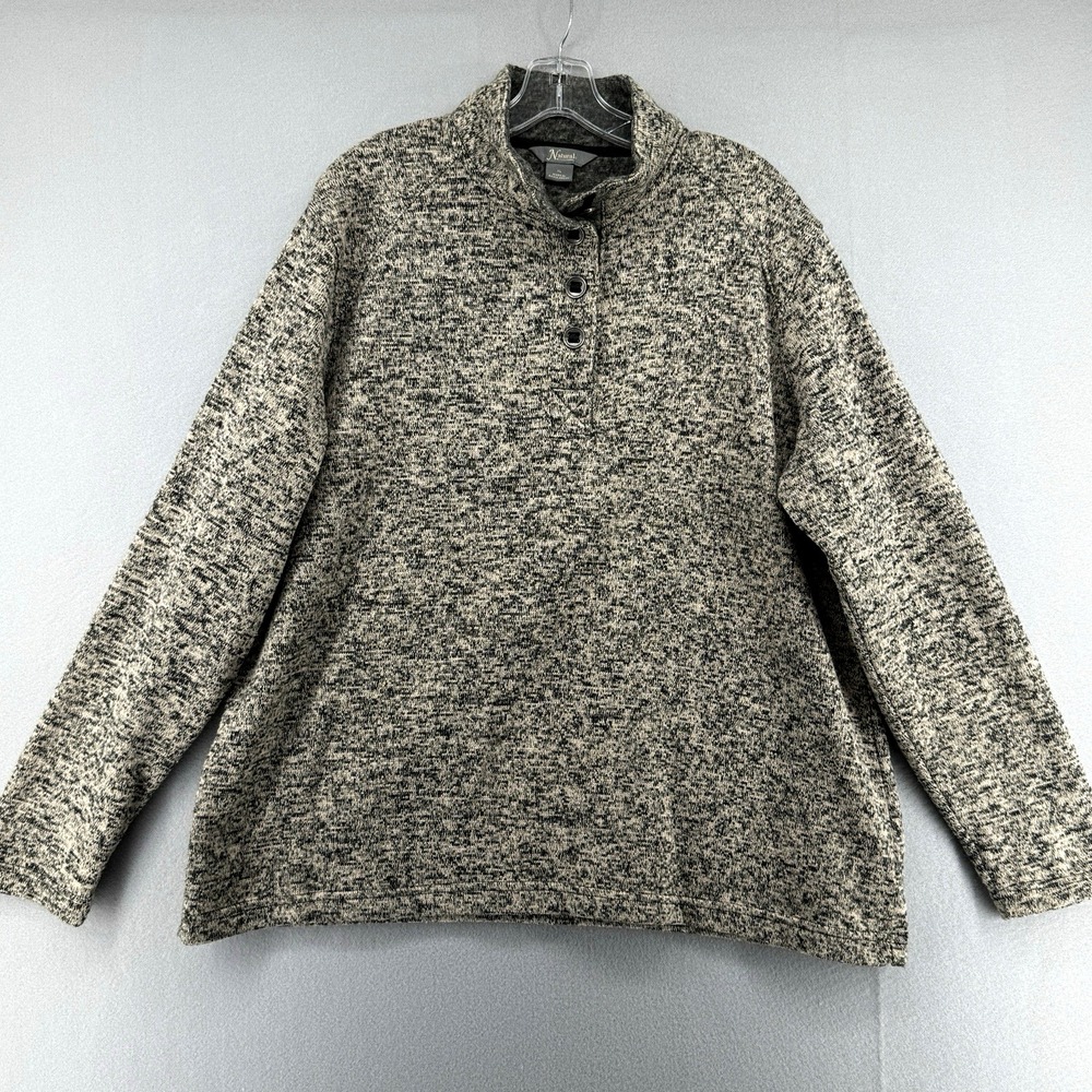 Natural Life Pullover Womens Extra Large Black Cream 3 Button Comfort Basic